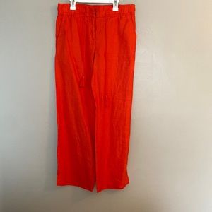Orange Linen Pants-LOFT- 4 Petite